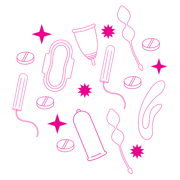 Condoms, medicine, vibrators, menstrual pads, etc